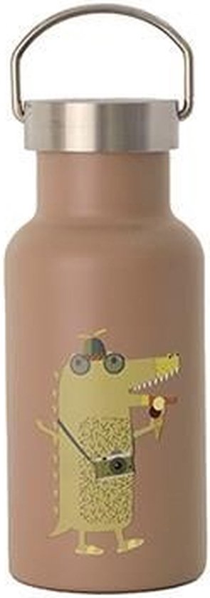 Foto: Chic mic bioloco kids rvs thermosfles 350 ml croco design kinder thermosbeker klimaatneutraal roestvrijstalen thermosbeker