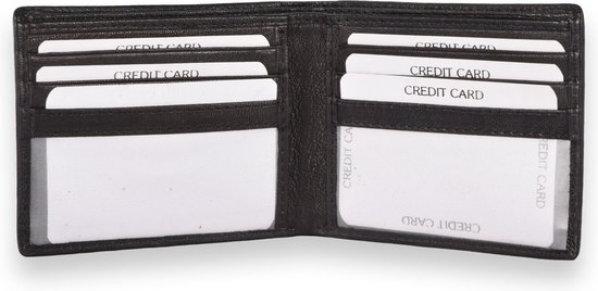Zwarte Heren Portemonnee van Echt Leer - RFID Anti-Skim - 4 Kaartsleuven - Transparante ID-Vakken - Luxe Portemonnee - 10.5x9x1.5cm