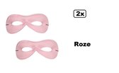 2x Oogmasker domino roze - Carnaval Venetie thema feest party masker festival optocht