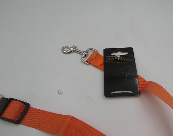 masenzo ceinture de sécurité pour chien orange polyester et métal +- 60 cm réglable