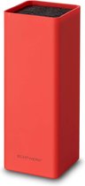 Vierkant messenblok, meshouder, keukenmessenorganizer, praktische messenstandaard, ruimtebesparend messenopbergvak met borstelinzet, flexibel uitgerust, rood, 30 cm