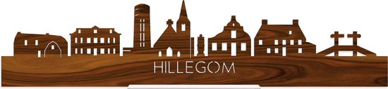 Standing Skyline Hillegom Palissander hout - 40 cm - Woon decoratie om neer te zetten en om op te hangen - Meer steden beschikbaar - Cadeau voor hem - Cadeau voor haar - Jubileum - Verjaardag - Housewarming - Aandenken aan stad - WoodWideCities