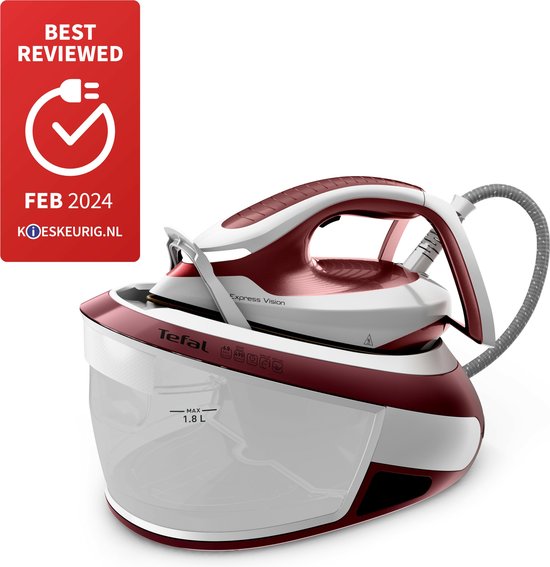 Beste beoordeelde Tefal Express Vision stoomstrijkijzer met rood-witte details