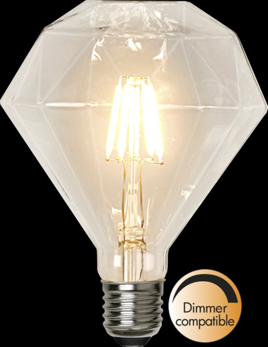 Diamant Lamp - E27 - 3.2W - Extra Warm Wit - 2700K - Dimbaar - Filament - Helder