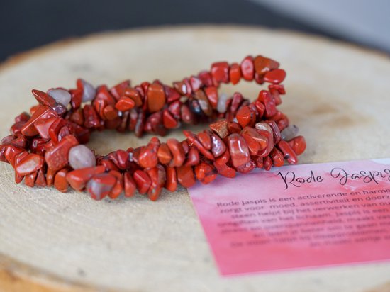Rode Jaspis Armband met split steentjes, Chip, edelstenen - Perfect cadeau voor vrouwen- Inclusief uitleg - Spiritueel - Red Jasper - Activatie - Zelfvertrouwen - Energie - Passie - Aarding - Moed - Assertiviteit - 100% NATUURLIJK