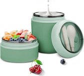 Pot à déjeuner Tasse à muesli à emporter, 710 ml, pratique avec cuillère, tasse à muesli à emporter, tasse à yaourt étanche (vert)