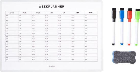 Foto: Planbooks magnetische weekplanner whiteboard weekplanner planbord familieplanner a4 inclusief stiften en wisser