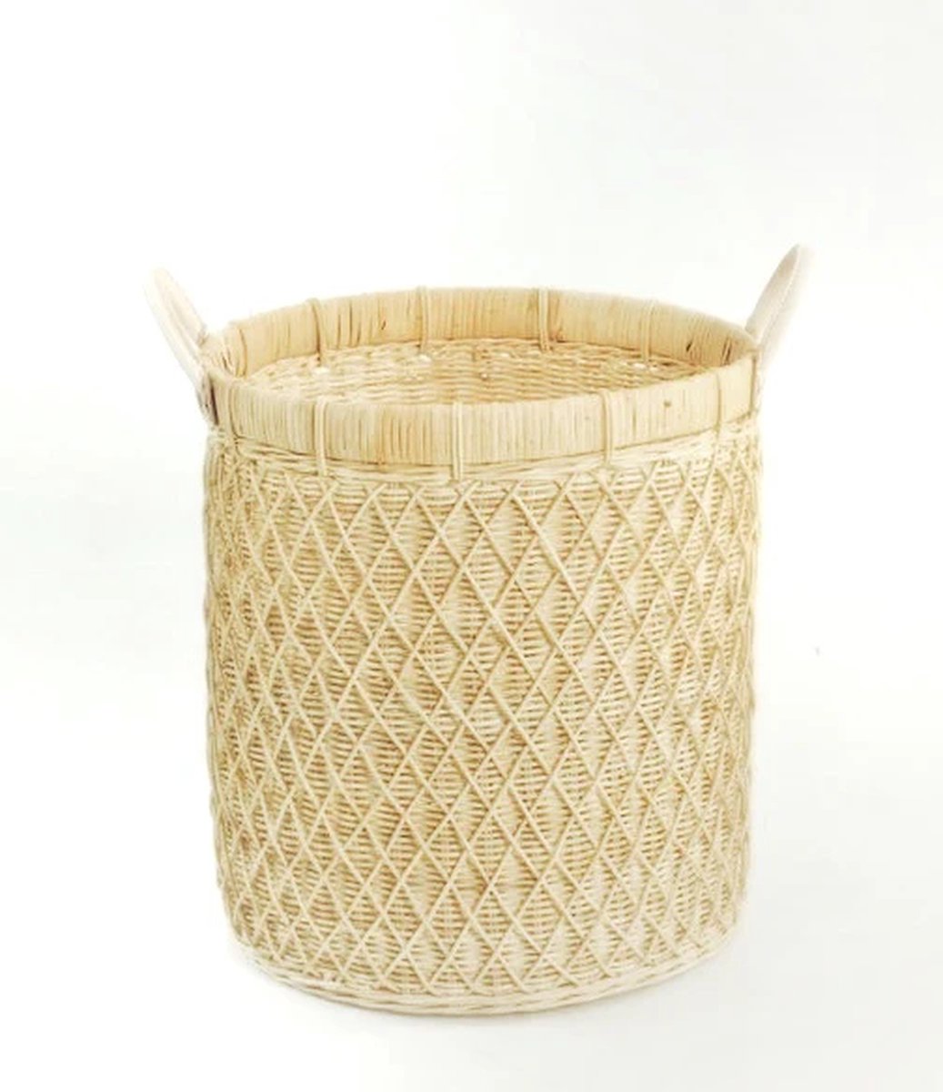Canal Living - Grenada ronde mand - 40 x 40 x 50 cm - Rieten mand - Hoogwaardige kwaliteit - Stijlvolle opberger
