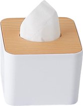Lederen Tissue Box Cover Vierkant - [JESMINI, Brown] Moderne PU Lederen Kubus Tissue Box Houder Decoratief voor Badkamer Vanity