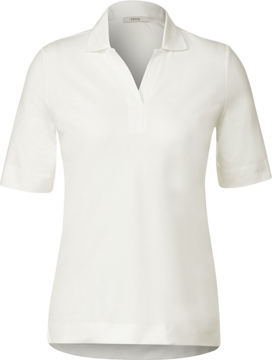 CECIL Piquee Polo Shirt Dames Poloshirt - vanilla white - Maat S