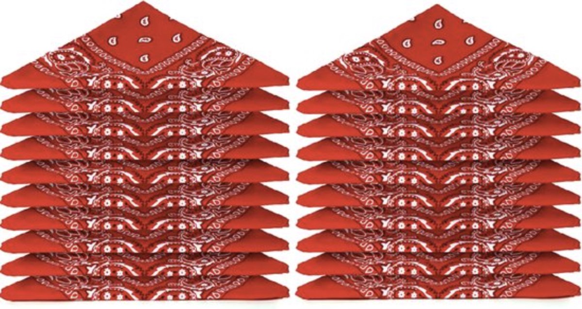 Knaak Boerenzakdoek Rood - Set van 20 Luxe Zakdoeken - 55x55 cm - Katoen - Traditioneel Design - Boerenstijl