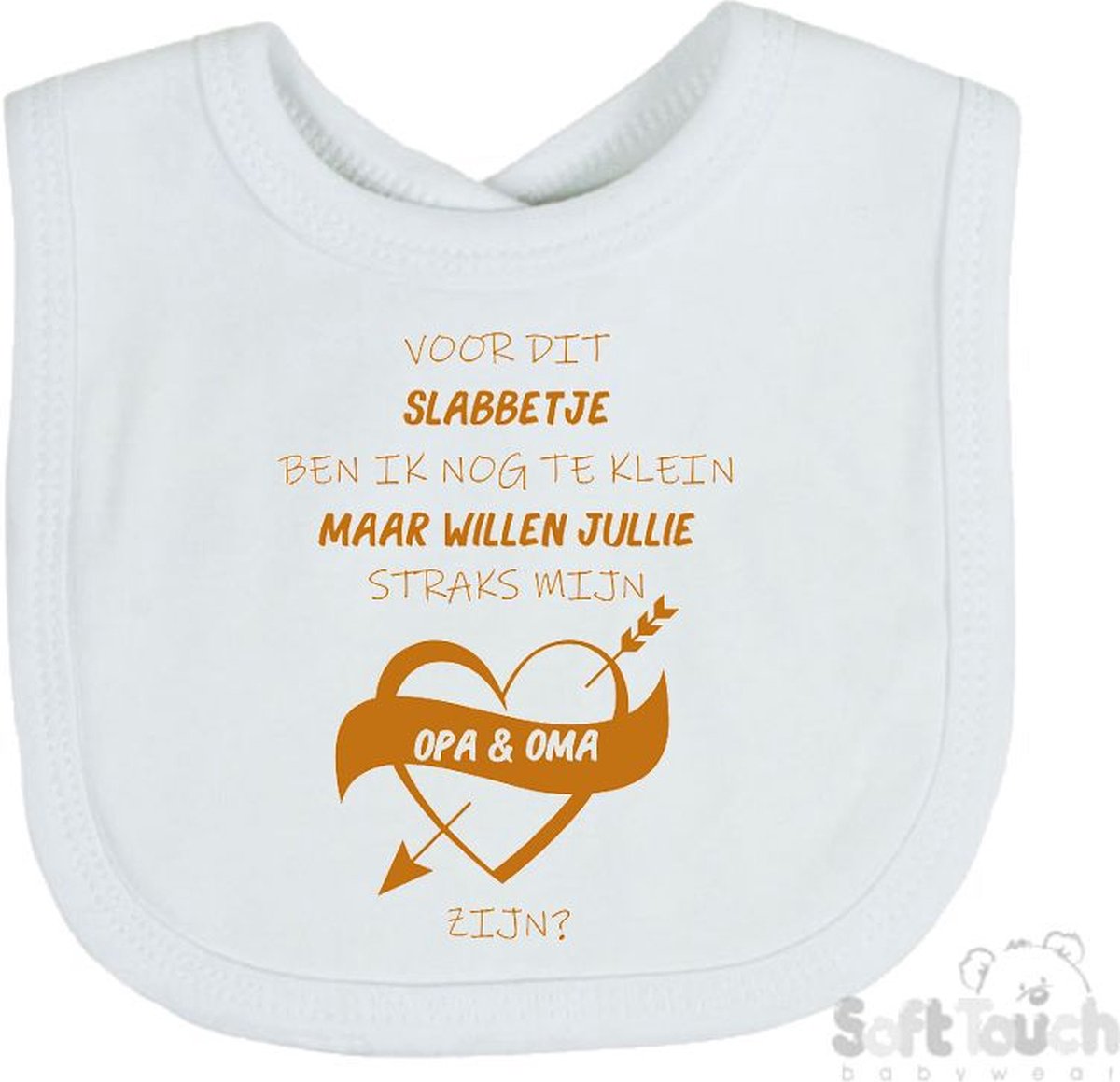 Goedkoopste Soft Touch Slabber Slabbetje Slab Zwangerschap Aankondiging 2.0 Voor dit slabbetje ben ik nog te klein maar willen jullie straks mijn opa & oma zijn Unisex Katoen Wit/tan Maat 33x22 Cm