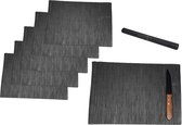 Set van 6 placemat 45 x 30 cm in antraciet - gemakkelijk te onderhouden, afwasbaar en hittebestendig - placemat tafelmat placemats