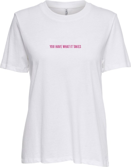 Only T-shirt Onlrilly S/s Mood Reg Top Box Cs Jr 15325277 Bright White/human Dames Maat - L