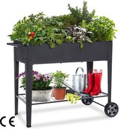 Stadsmoestuinwagen - Gegalvaniseerd Staal - Binnen & Buiten kweken - Ideaal voor Planten, Fruit en Groenten - Patio & Binnenruimtes - Zwart