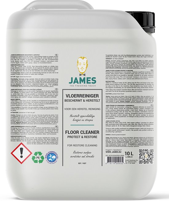 James Vloerreiniger Beschermt en Herstelt (B) | Milde Laminaat en PVC Reiniger | Dagelijks | 10 Liter