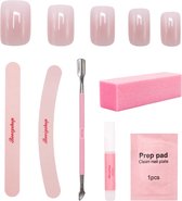 Boozyshop ® Nepnagels Complete set - Ombre Soft Pink - Plaknagels Roze - 24 Stuks - Nepnagels met Lijm en Nagelvijl - Press On Nails - Manicure set