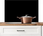 Spatscherm keuken 80x55 cm - Kookplaat achterwand zwart - Zwarte muurbeschermer hittebestendig - Spatwand fornuis - Hoogwaardig aluminium - Aanrecht decoratie - Keukenaccessoires