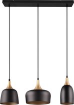 LED Hanglamp - Hangverlichting - Torna Zira - E14 Fitting - 3-lichts - Rechthoek - Mat Zwart - Metaal
