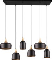 LED Hanglamp - Hangverlichting - Trion Zira - E14 Fitting - 6-lichts - Rechthoek - Mat Zwart - Metaal