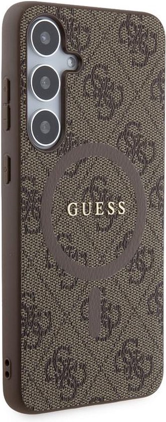 Guess GUHMS24MG4GFRW Hulle fur S24+ S926 braun hardcase 4G Collection Leather Metal Logo