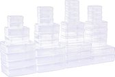 Paquet de 36 boîtes de rangement en plastique avec couvercles pour petits objets et autres projets créatifs (transparent)