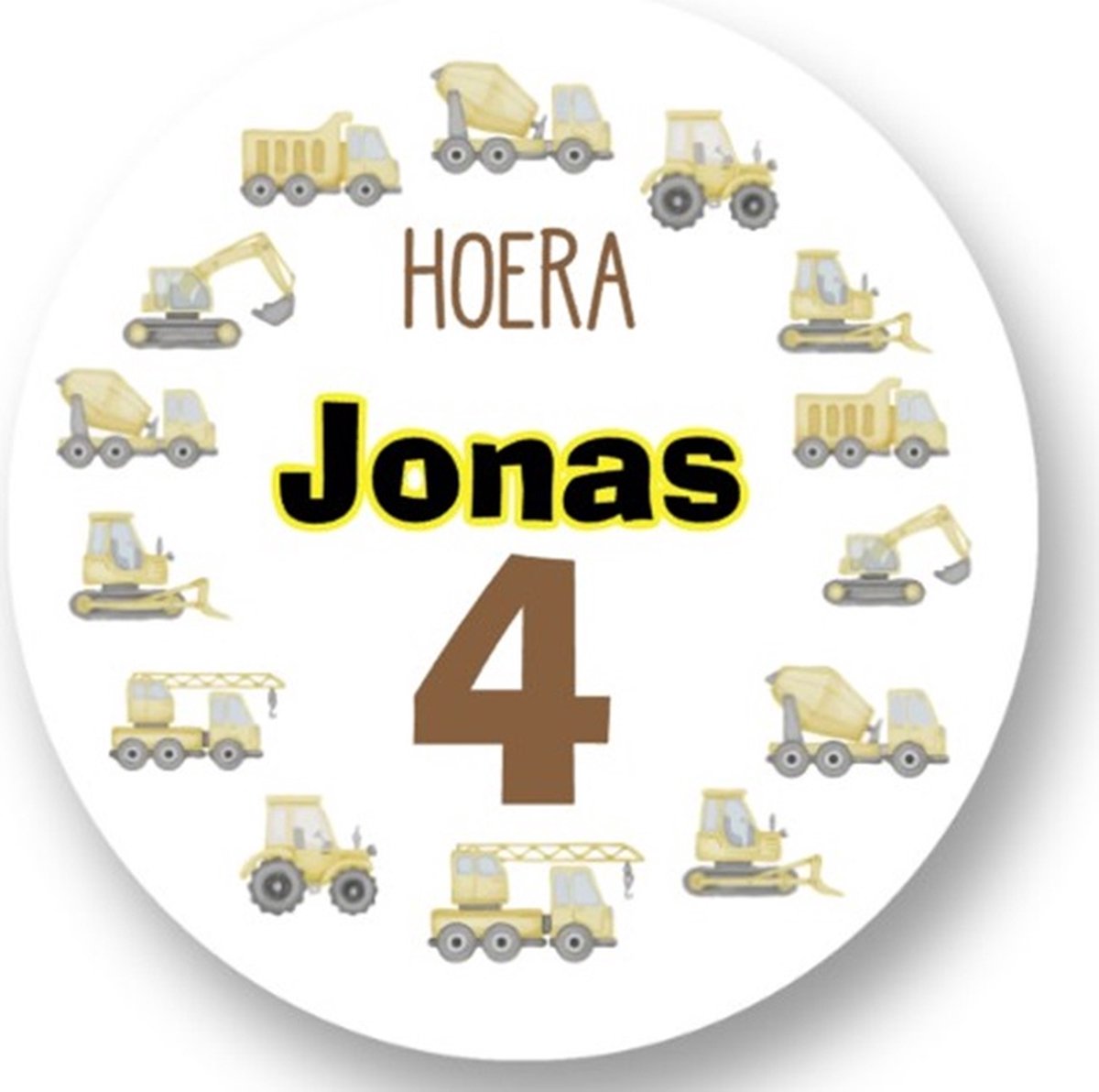 20x Traktatie stickers naam Bouwvoertuigen