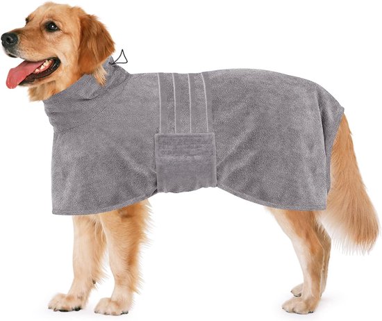Hondenbadjas - Maat S - Grijs - Badjas Voor Honden - Honden Badjas