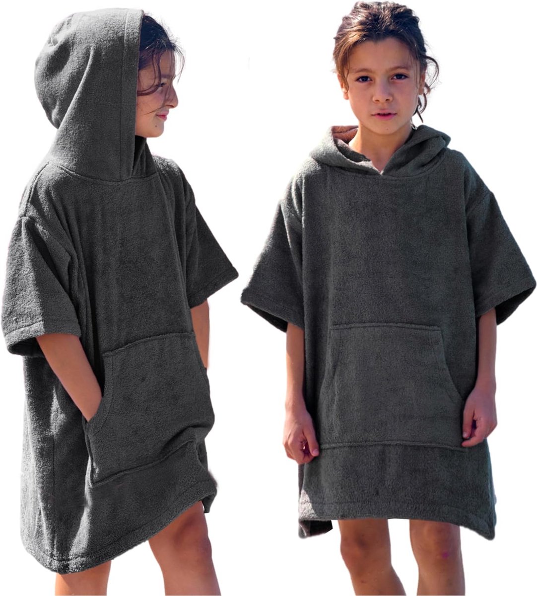 Badponcho voor meisjes en jongens, 100% katoen, strandponcho, handdoek met capuchon, omtrekhulp, surfponcho, badjas