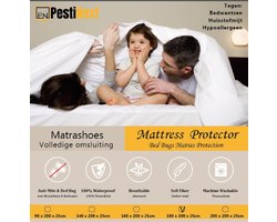 Matrasbeschermer – Matrashoes 180x200x25cm - Volledige omsluiting van matras - Waterdicht - Anti Allergeen - Met ritssluiting - tegen bedwantsen en huisstofmijt - Anti bacterieel
