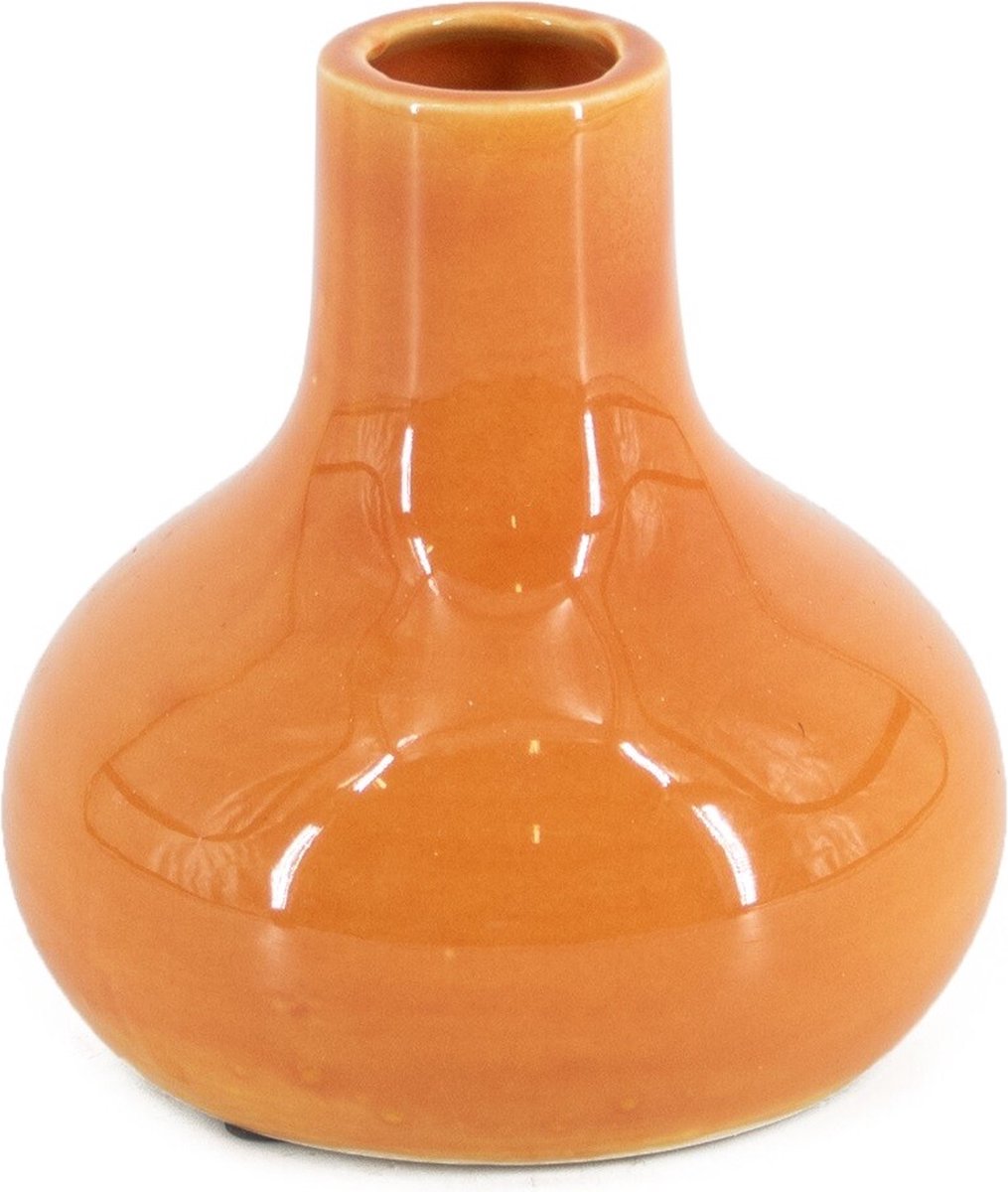 homebound by ky Aardewerk vaasje tangerine/oranje | 9x6,5x14cm | vaasje aardewerk