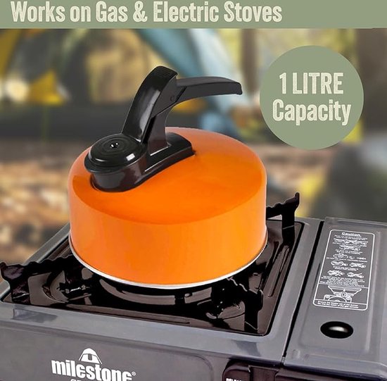 Fluitketel Theeketel Waterketel 3L Fluitketel Roestvrijstalen Kookplaat Waterkoker Met Handvat Outdoor Draagbare Theepot Voor Gas Of Fornuis Keuken Fluitende Waterkoker (Color : Orange, Size : 18.5