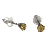 Aramat Jewels - Zirkonia Zweerknopjes Ster - Oorbellen Geel - Chirurgisch Staal 4mm - Trendy Sieraden - Cadeau - Voor Haar - Schattige Accessoires