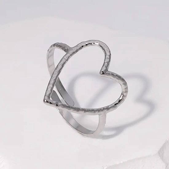 Zilveren ring Love month stone hart