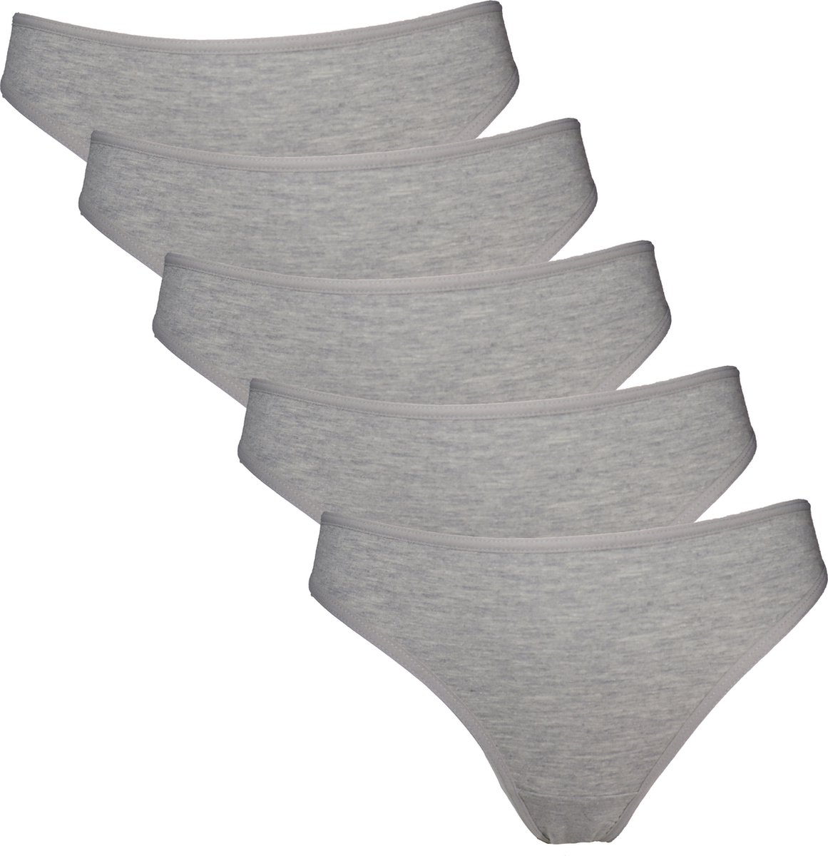 Vanilla - Dames string, Ondergoed dames, Lingerie - 5 stuks - Egyptisch katoen - Grijs - S