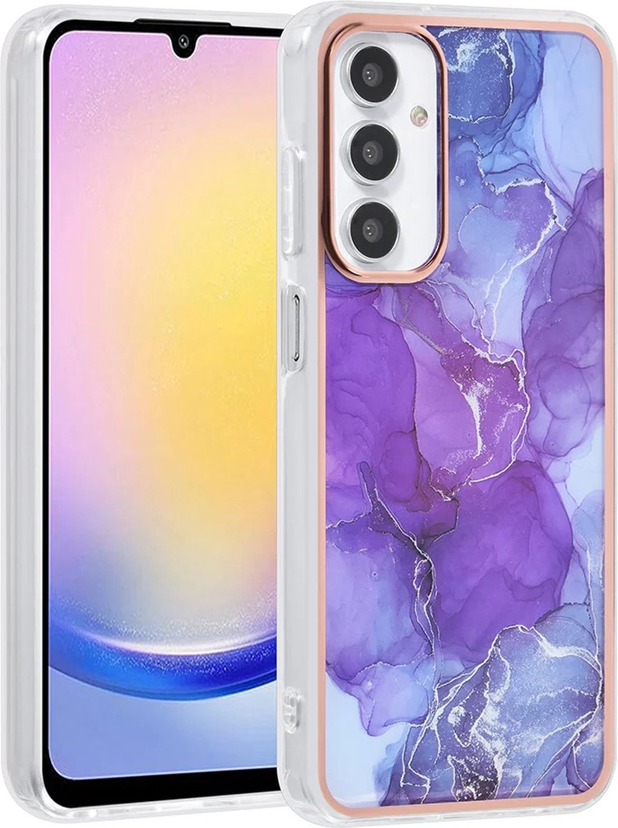 TPU Back Cover hoesje - Marble Paars - Geschikt voor: Samsung Galaxy A25