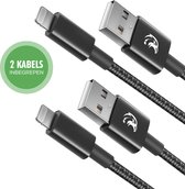 Travelhawk USB-A naar lightning Kabel - Oplaadkabel iPhone - Oplader iphone - Fastcharging - 2 Meter - 2 Stuks - Zwart