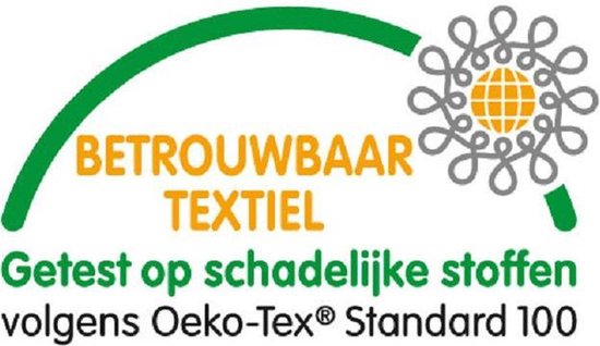 Logo Betrouwbaar Textiel, getest op schadelijke stoffen volgens Oeko-Tex Standard 100.