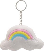 Een sleutelhanger, tassenhanger van fluffy stof in de vorm van een wolk met regenboog kleuren! Handig om aan de portemonnee of sleutelbos vast te maken. Ook leuk als decoratie op de kinderkamer. Een leuke sleutelhanger voor uzelf of als cadeau.