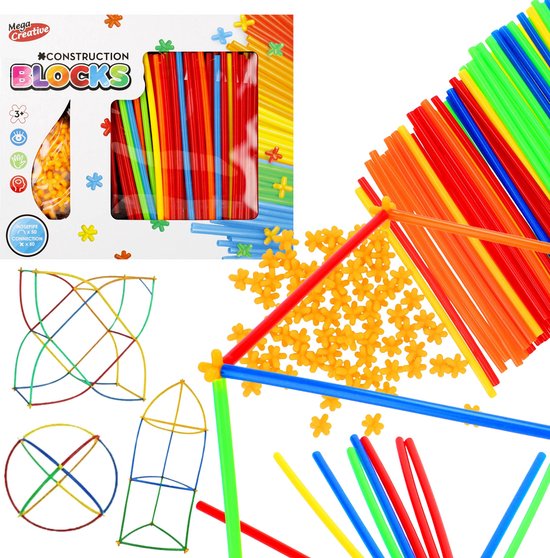 MEGA CREATIVE Constructieblokken - Rietjes, 100 Stuks in een Doos