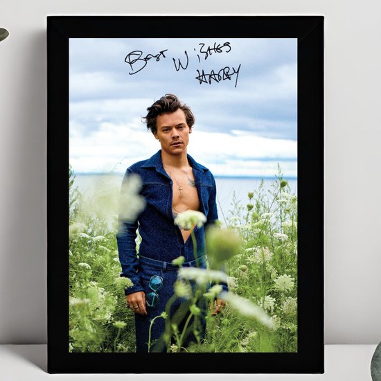 Harry Styles Ingelijste Handtekening – 15 x 10cm In Klassiek Zwart Frame – Gedrukte handtekening - One Direction - Sign of the Times - As It Was