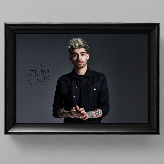 Zayn Malik Ingelijste Handtekening – 15 x 10cm In Klassiek Zwart Frame – Gedrukte handtekening - One Direction - Pillowtalk