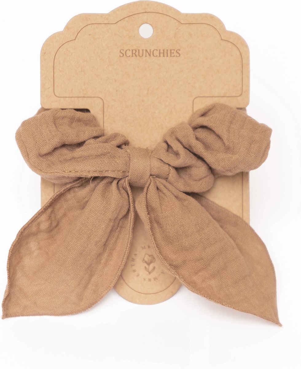 Mrs Ertha Scrunchies met strik Taupe