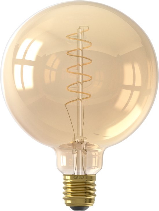 Calex LED Lamp - E27 - 3 Staps dimmer - Dimbaar - G125 - Goud - Warm Wit Licht - 5.5W