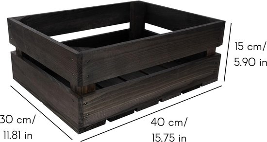 Creative Deco 3 x Boîte Décorative en Bois Naturel Zwart | 40 x 30 x 15 cm | Panier en bois | Rangement cadeau Décoration bricolage DIY Documents Jouets Outils