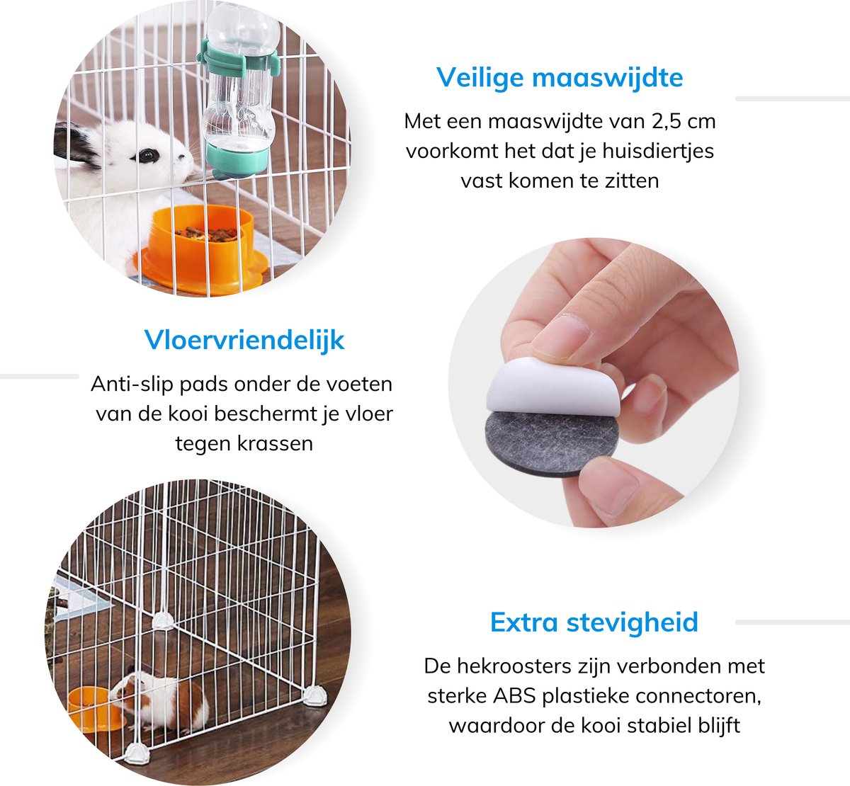 ACAZA Metalen Kooi - Hok voor kleine dieren - Konijnenren - Puppyren - Wit thumbnail 8