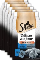 Sheba Delices du Jour - Kattenvoer Natvoer - Tonijn & Kabeljauw in saus- 36x50g