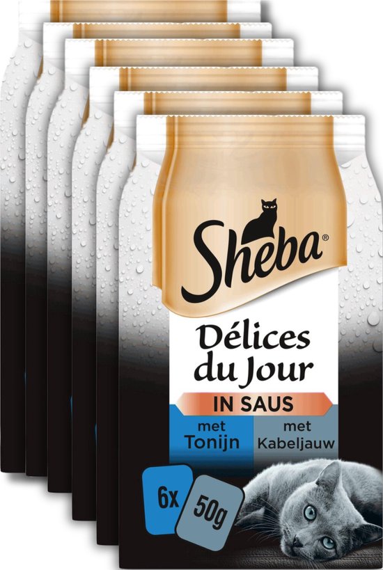 Sheba Delices du Jour - Kattenvoer Natvoer - Tonijn & Kabeljauw in saus- 36x50g