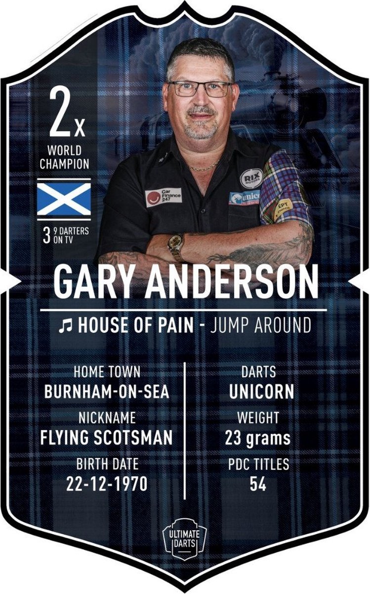 Ultimate Darts Card Gary Anderson - Darts