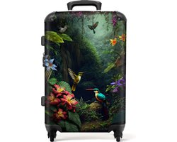 NoBoringSuitcases.com - Koffer - Bloemen - Vogels - Jungle - Reiskoffer - 20 kg bagage - Hardcase koffer - Lichtgewicht - TSA slot - Grote koffer